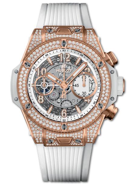 Fake Hublot 441.OE.2010.RW.1704 Big Bang Unico 42 mm King Gold White Pave watches for sale
